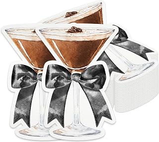 50 Pcs Espresso Martini Party Supplies Martini Glass Shaped Napkins Martini Bow Party Decorations Bar Beverage Paper Napkins Bachelorette Guest Napkins Coffee Martini Hand Towel for Birthday Wedding