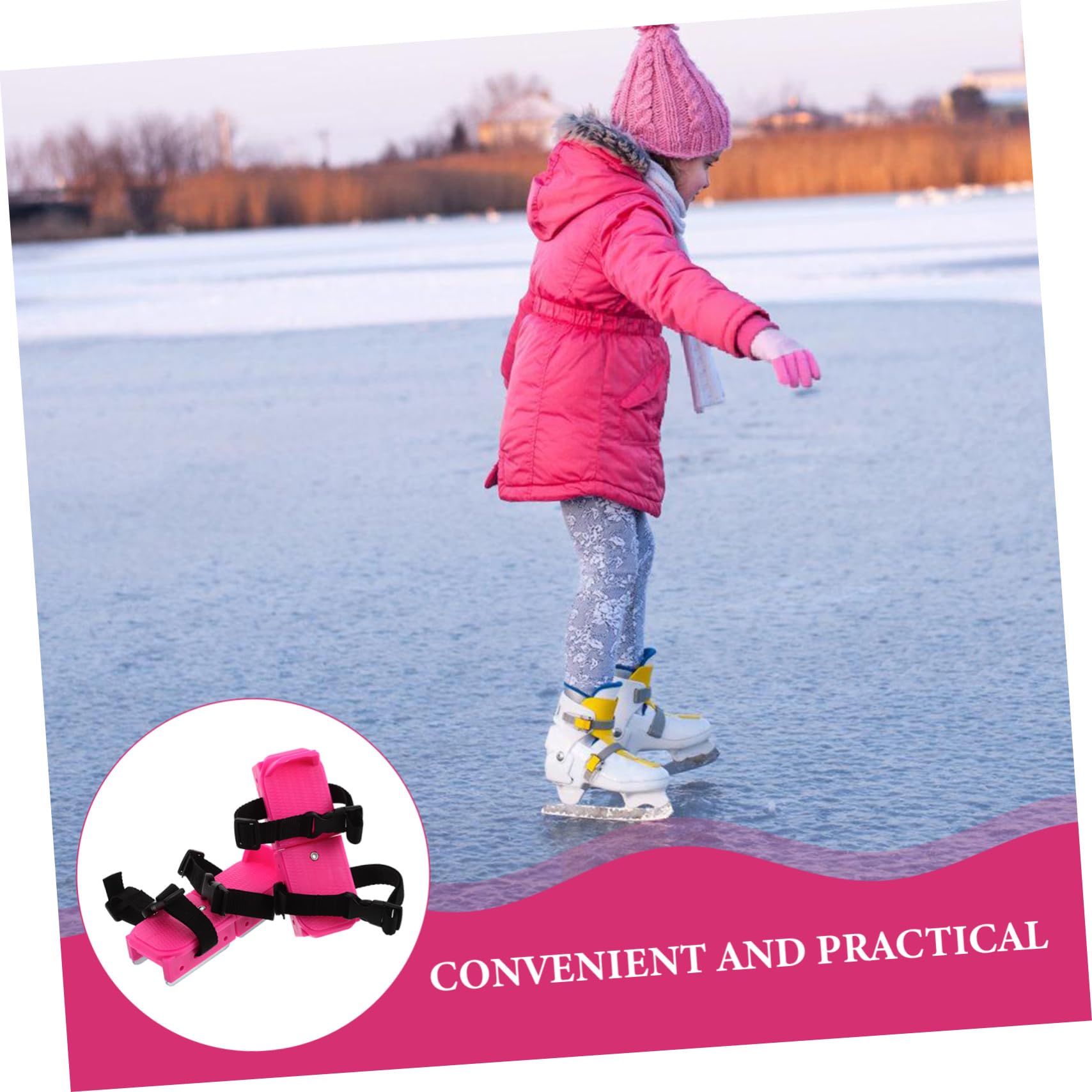 BESTonZON Scarpe da Pattinaggio sul Ghiaccio Colore Rosa per Bambini Principianti Regolabili Design Facile Pp e Metallo, Adatte per Terreni Innevati e Piste di Ghiaccio