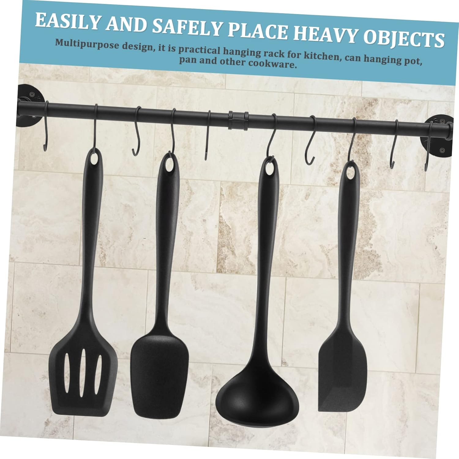 Cabilock 1set Wall Kitchen Rack for Pots Pans Organizer Industrial Hanging Utensil Holder with Hooks for Kitchen Storage Section Design