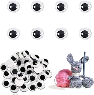 100Pcs Sticky Googly Eyes for Crafting, Small Googly Eyes Self Adhesive Googly Eyes Self Adhesive Round Black White Sticky Wobbly Eyes Plastic Craft Eyes for DIY Scrapbooking Crafts