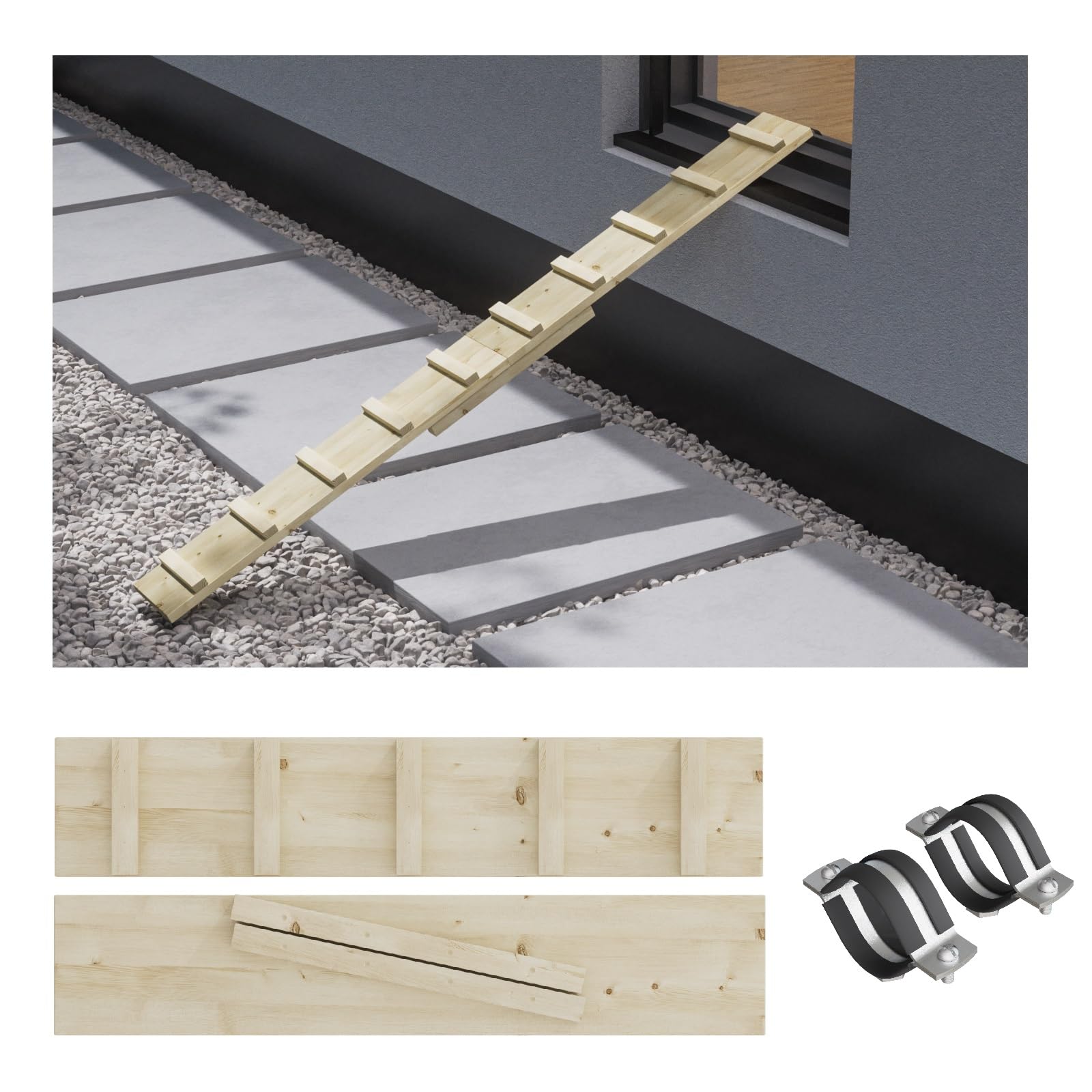 Katzen Leiter Katzentreppe – Balkon Treppe 2,4 m mit Klemmen