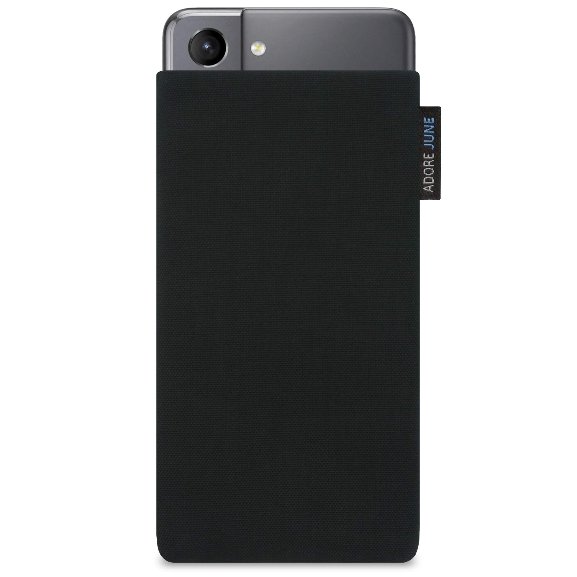 Adore June Klasyczne czarne etui kompatybilne z Galaxy S21 etui na telefon komórkowy z wytrzymałego materiału Cordura z efektem czyszczenia wyświetlacza, Made in Europe