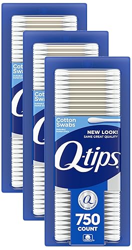 Q-tips Hisopos de algodón para higiene y cuidado de la belleza, hisopo de algodón original hecho con 100% algodón, 750 unidades (paquete de 3)
