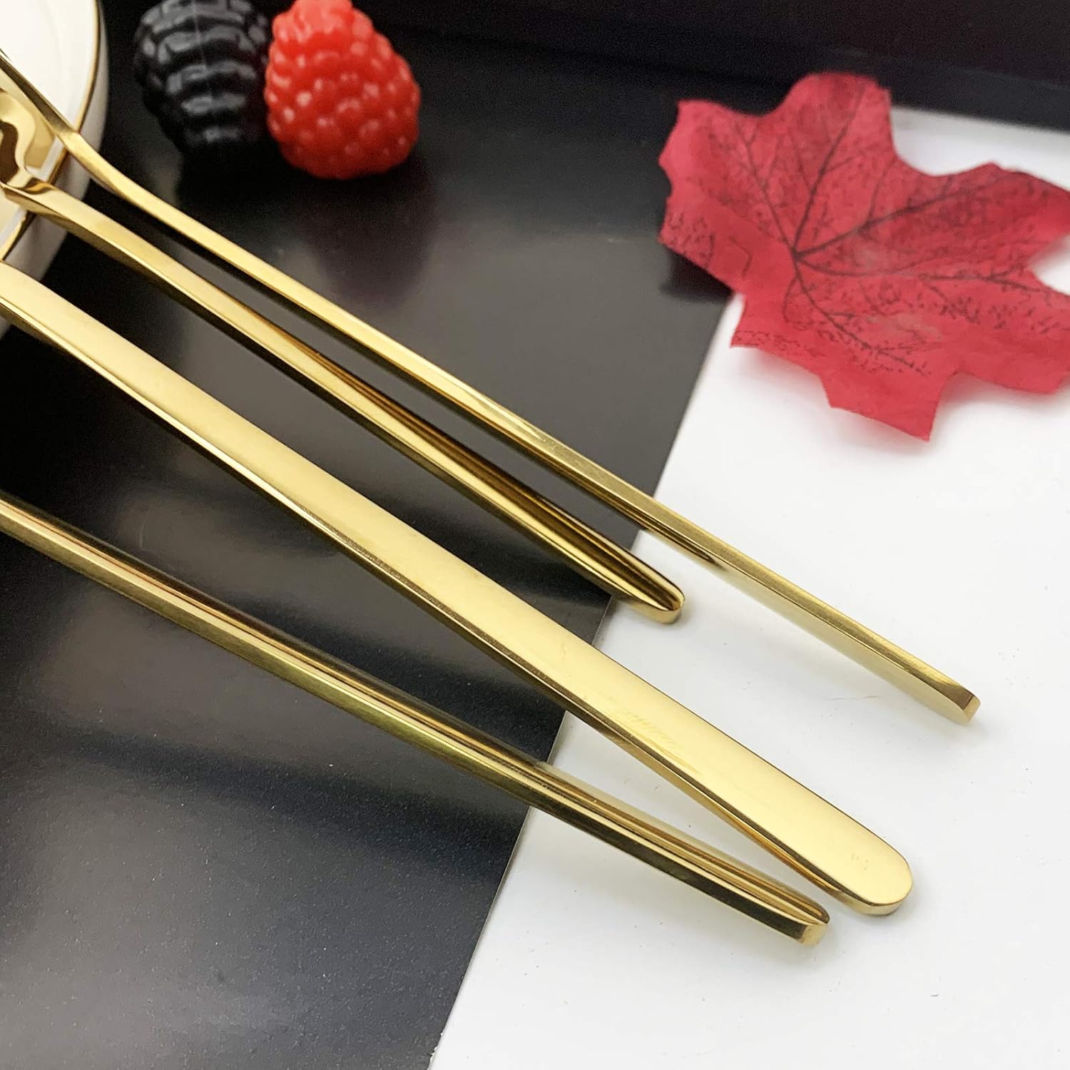 JASHII 304 Gold Silverware Set Stainless Steel Gold Flatware Gold Utensils Set Gold Cutlery Set 24-piece Modern BEST Birthday Wedding Gift (Shiny Gold)