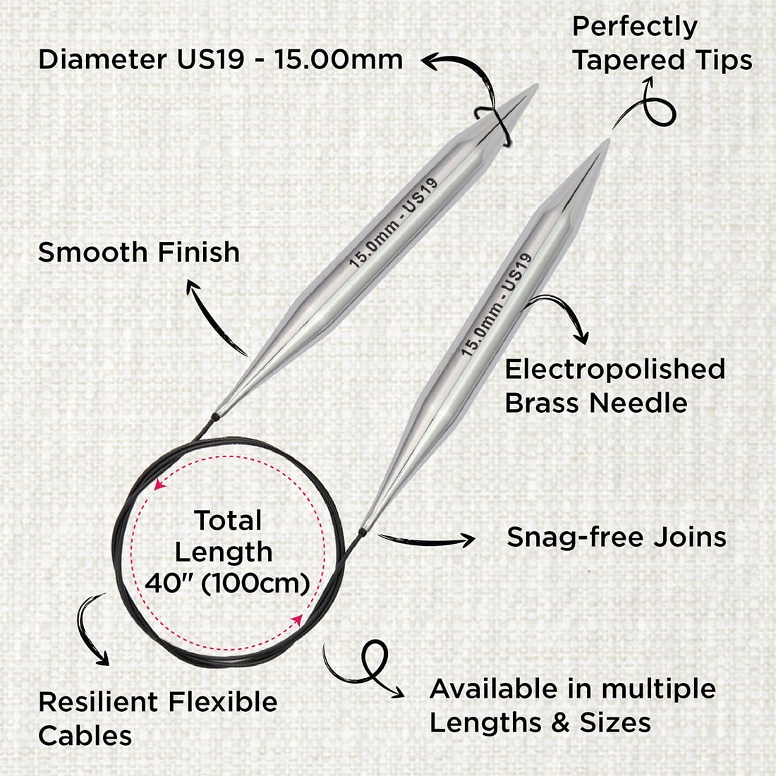 Knitpro - Knitpro nova (100 cm x 2,25 mm) vaste Rondbreinaalden - 1 Stuk