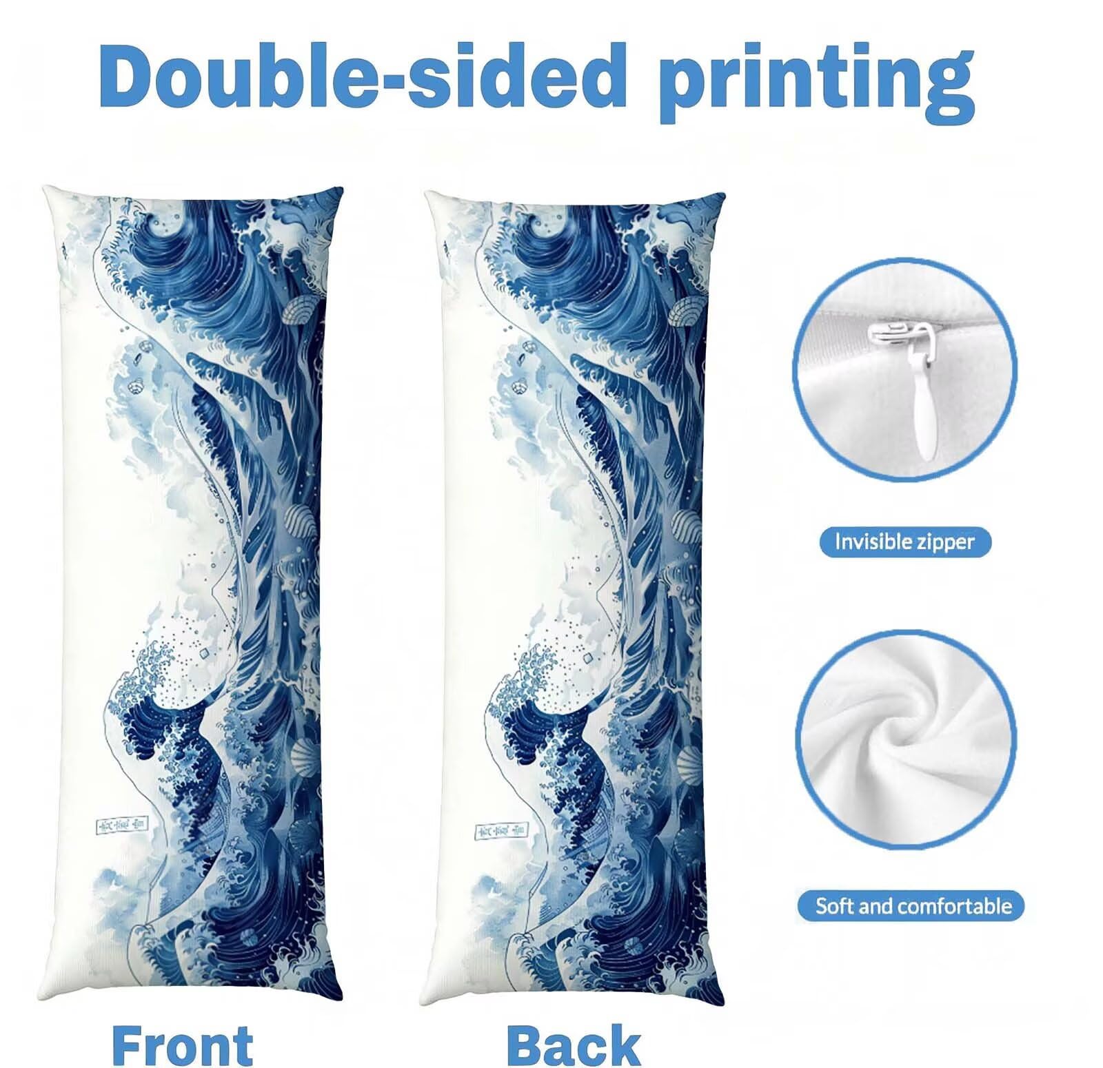 Fodera Cuscino 50 x 150 cm, Blu-7 Velluto Cuscini per Divano Letto, | con Invisibile Cerniera, Morbida e Traspirante, per biancheria da letto, divano, hotel, chi dorme sul fianco Hailang-2 j-329