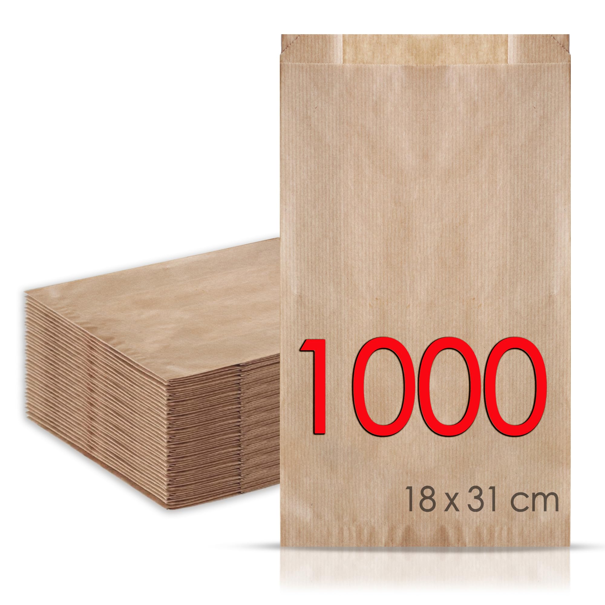 1.000 Bolsas de papel kraft 18+7x31 Bolsas para pan, bolsas comunión, bolsas chuche, bolsa regalo, bolsa panadería, bolsas para regalo, bolsas bocadillo, panadería, sandwich