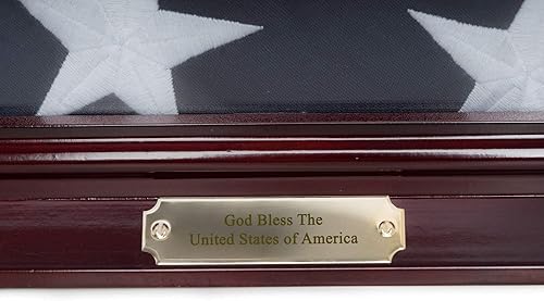 Miniatura 7 de Exhibición personalizada con diseño triangular de madera maciza para bandera frontal de vidrio, capacidad para 5 x 9.5 pies plegada o bandera de