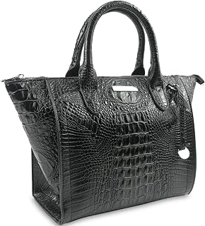 Satchel Bag Vegan Leather Crocodile-Embossed Pattern with Top-Handle Handbag Shoulder Tote Bag for Women Ladies