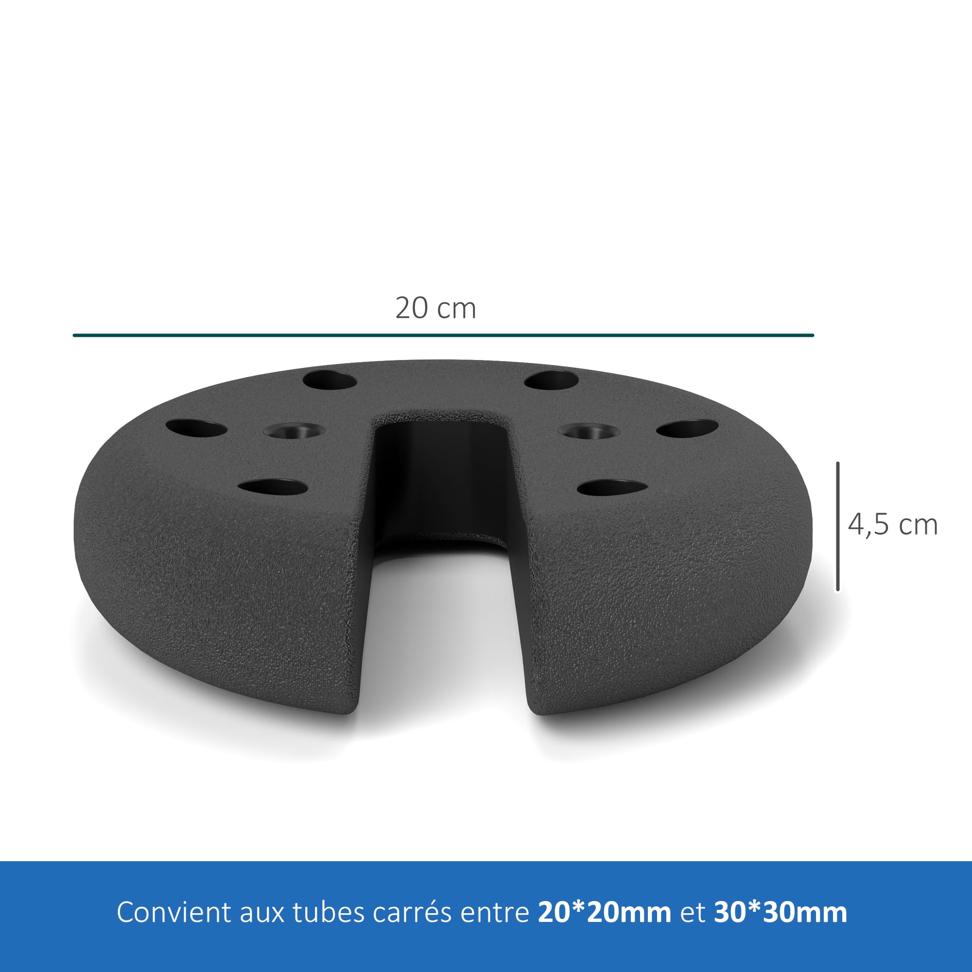 Outsunny Lestages pour Parasols Tonnelle Lot de 4 Diamètre 20 cm Noir