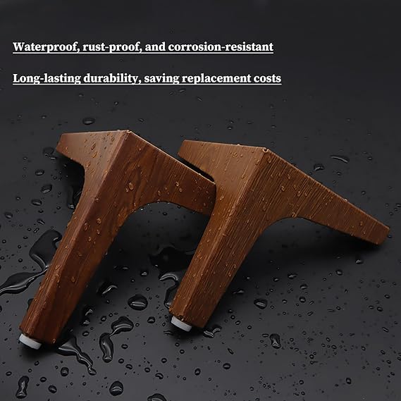 4Pcs Metal Furniture Legs, Heavy Duty Sofa Legs, Waterproof, Rust-Proof, Triangle DIY Metal Cabinet Legs Sofa Table Feet (Walnut,13cm/5.1in)