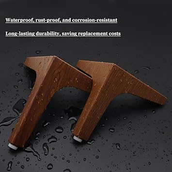 4Pcs Metal Furniture Legs, Heavy Duty Sofa Legs, Waterproof, Rust-Proof, Triangle DIY Metal Cabinet Legs Sofa Table Feet (Walnut,13cm/5.1in)