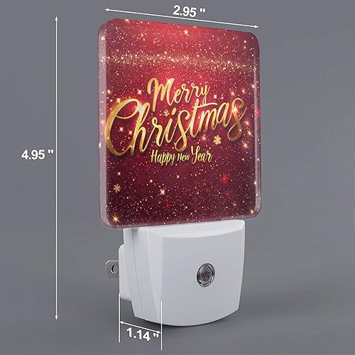 Miniatura 2 de Ouqiuwa Juego de 2 luces nocturnas enchufables para Navidad, rojo, invierno, feliz año nuevo, LED, sensor de movimiento, lámpara para dormitorio,