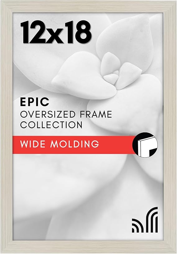 Americanflat 12x18 Poster Frame with Polished Plexiglass - Wide Picture Frames Made of Engineered Wood for Vertical or Horizontal Wall Display - Epic Collection - Light Wood