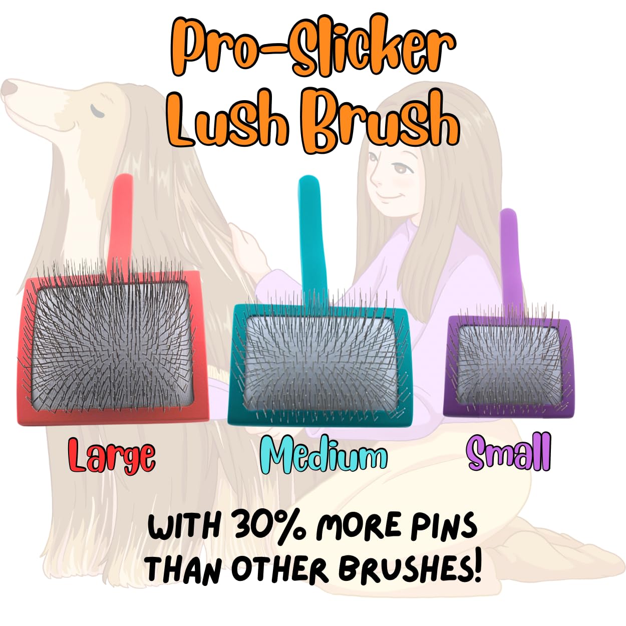 Pro-Slicker Brush Grooming Tool for Pets: Small Purple, Soft Cushion Bed of Dull Pins, Gentle but Effective. Easily and Painlessly Remove Thick Undercoat. Reduce Brushing Sessions, Groom like a Pro