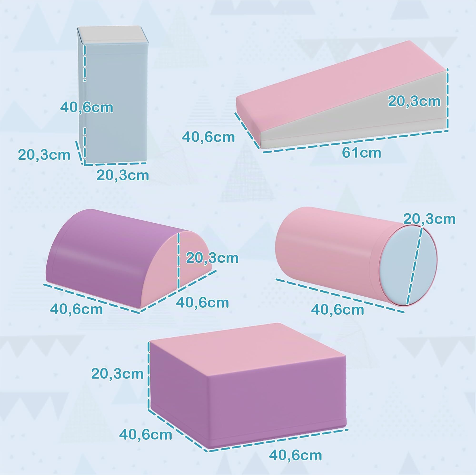 HOMCOM 5 TLG. Schaumstoff Bausteine für Baby & Kleinkinder Mehrfarbig | Softbausteine, Klettern, Bauklötze, Weiche Schaumstoffbausteine, Riesenbausteine, Schaumstoffblöcke, Bausteinset