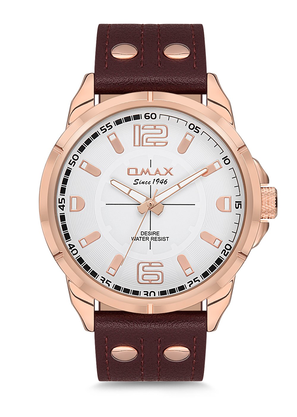 Omax Men's White Dial PU Leather Band Watch - GX08R35I