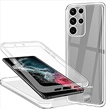 Coque pour Samsung Galaxy S23 Ultra, Transparent Housse Etui pour Samsung S23 Ultra 360° Protection Intégrale Silicone TPU Avant + Arrière PC Rigide, E-Lush Antichoc Anti-Rayures Pochette Tactile Case