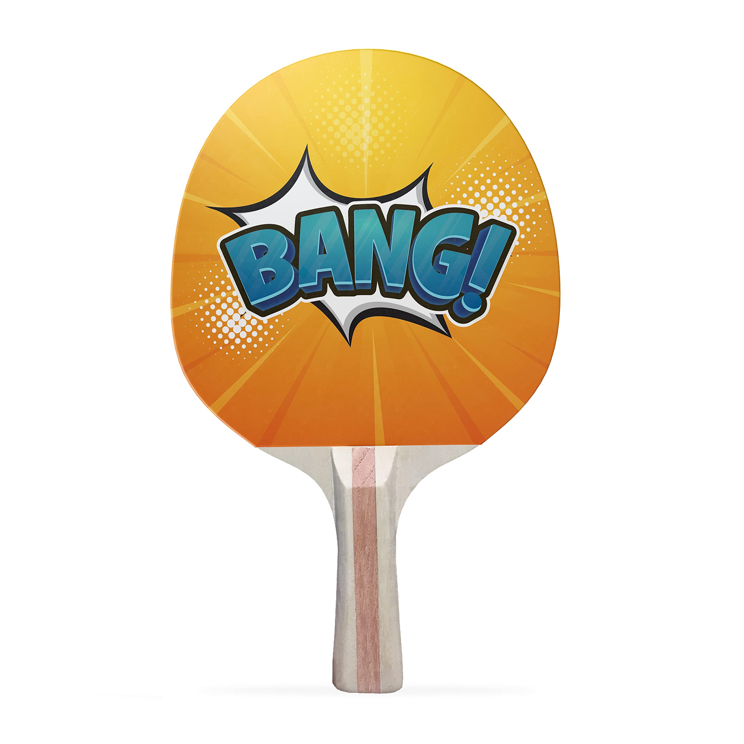TigerTail Sports Bang! Colorful Design Ping Pong Paddle, Premium 5 Ply Table Tennis Racket (Black on Back)
