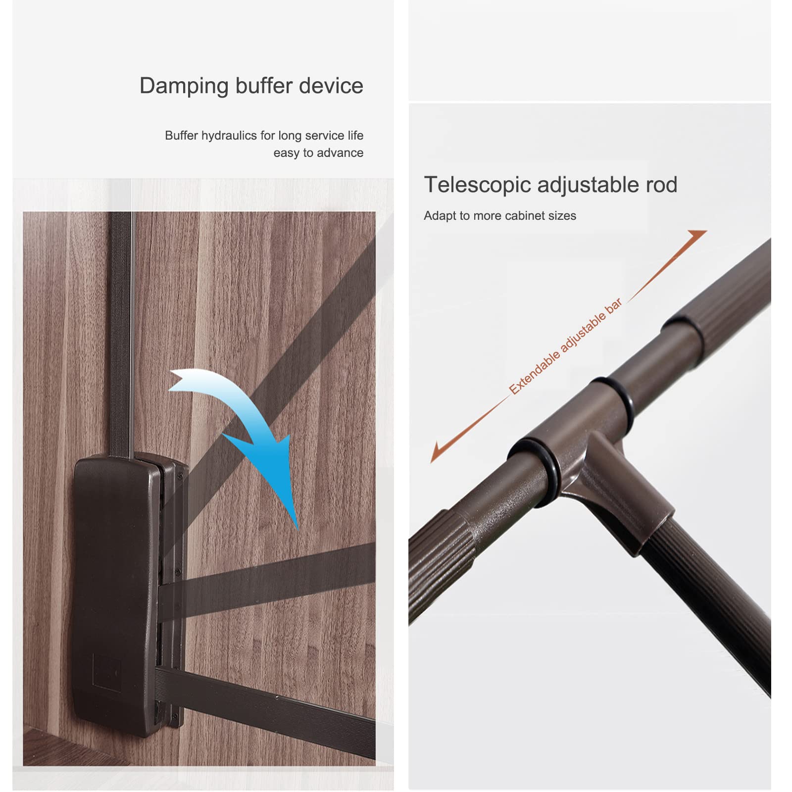 Barre De Penderie Escamotable, 890-1200 mm Aluminium Réglable Penderie, 30 Kg, Système Rangement Organisateur Rail Levage Garde-Robe Robuste Pour Vestiaire Chambre Coucher,Argent,890_1200cm
