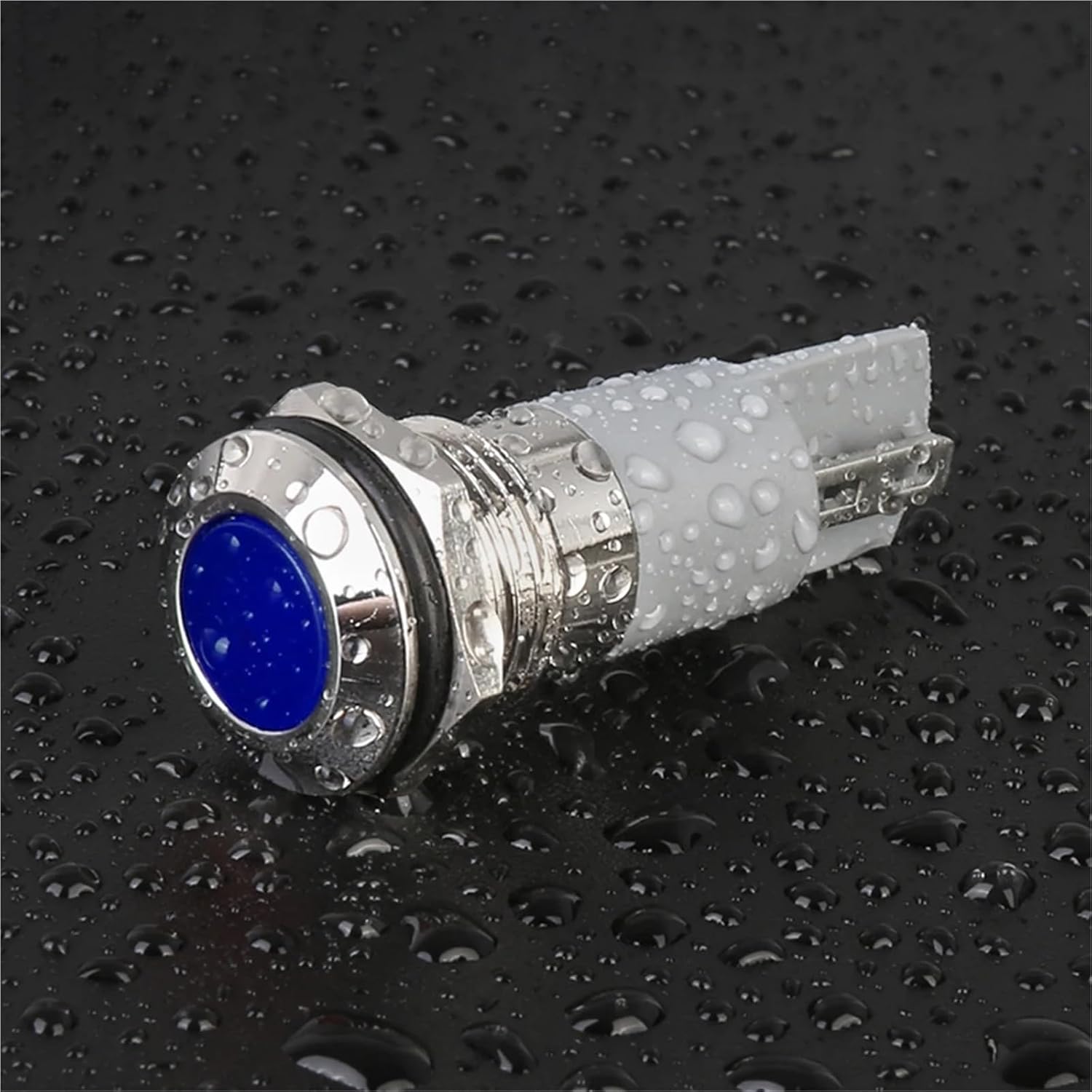 10PCS LED Metal Indicator Light 12MM Mini Signal Pilot Light AC/DC 3~220V Industrial Indicator Lamp IP65 Waterproof(Flat Blue Light,3V-6V)