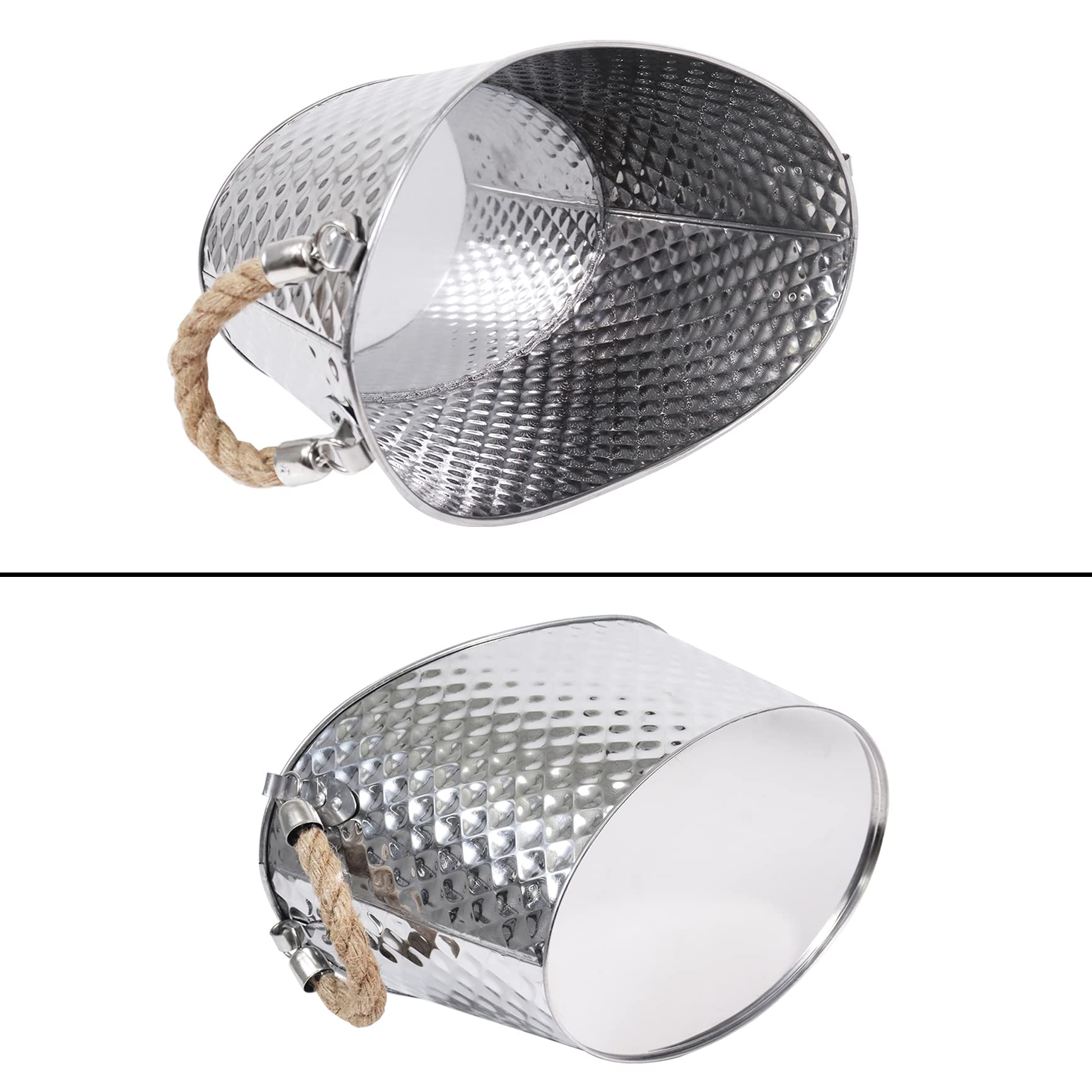 Cubo de hielo grande de 8 litros, para bebidas, acero inoxidable, con asa, para fiestas de champán