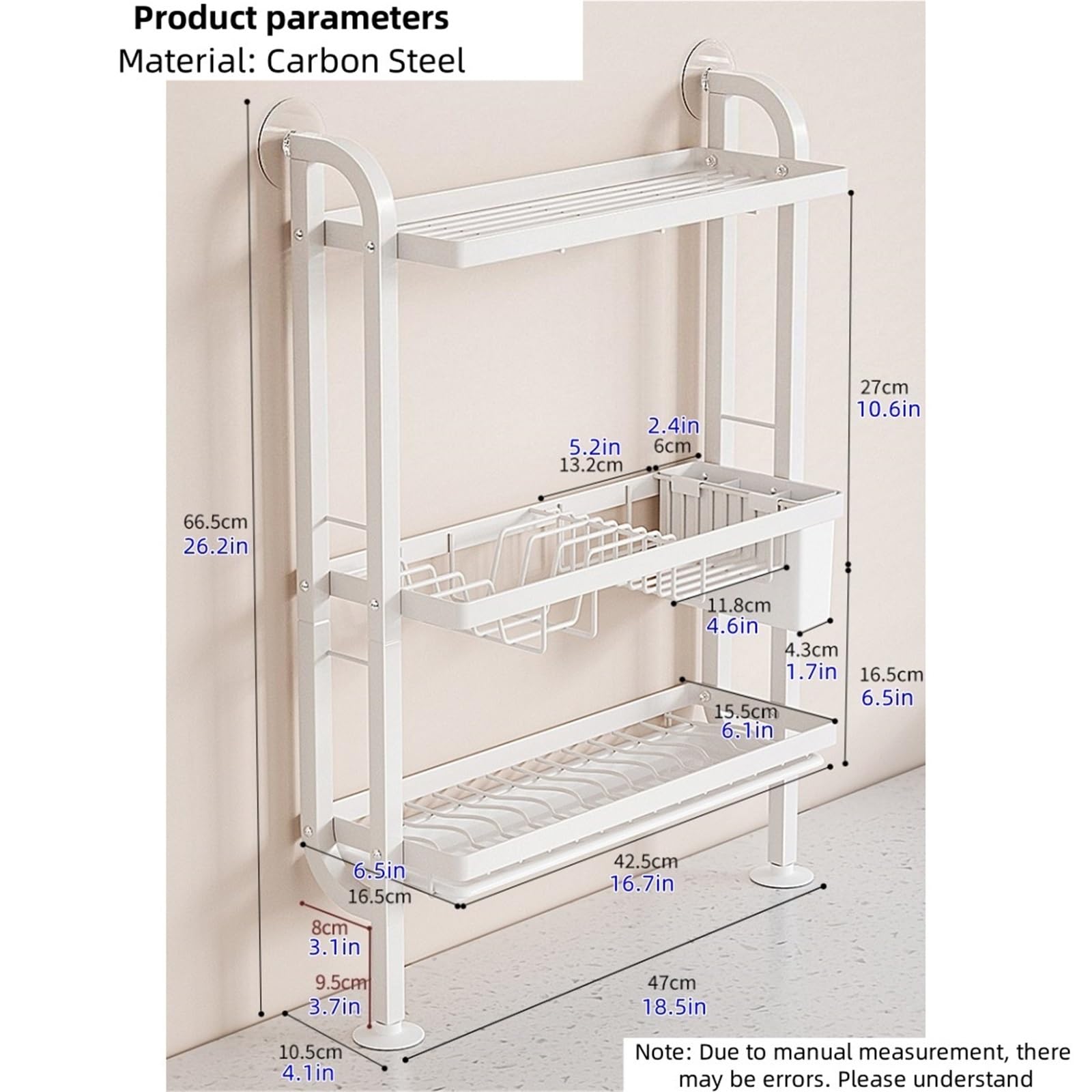Escurridor de Platos de 3 Niveles para la encimera de la Cocina, Soporte para Cubiertos, Rejilla de Drenaje para el Fregadero, Organizador de Cocina y Estante de Almacenamiento para Platos y