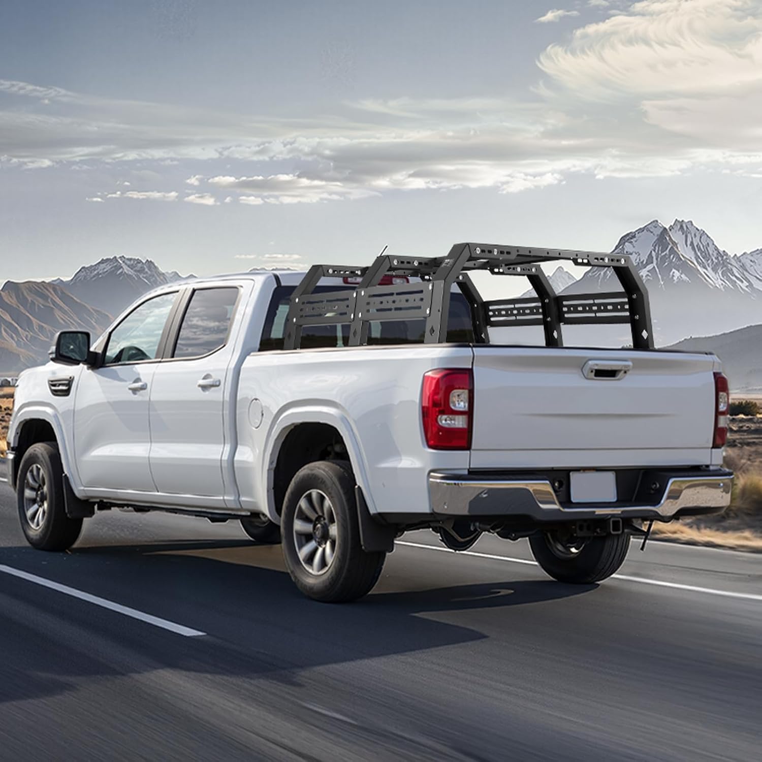 VEVOR Overland Truck Bed Rack, 51.2-65.4 in Width, Adjustable Overland Bed Cargo Rack with Sidebar, 900 lbs Static Capacity, Compatible with Mid-Size Trucks Tacoma/Ranger/Gladiator JT/Colorado/Canyon
