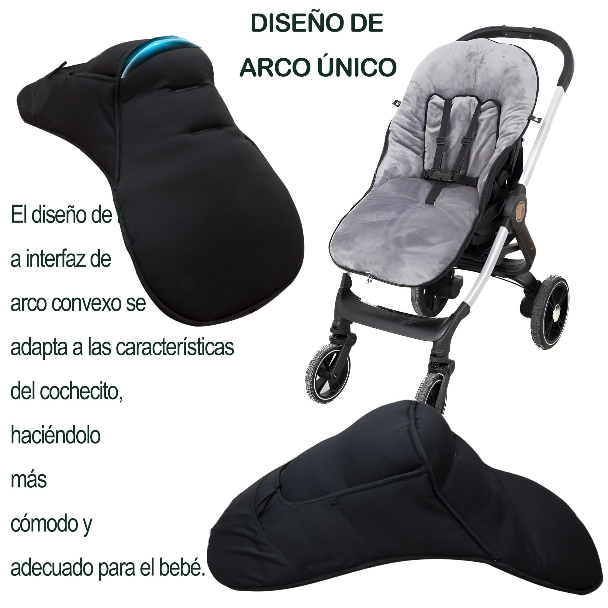 Saco Silla Paseo Universal,saco invierno silla paseo universal,Sacos Carrito Bebe,Desmontable con cremallera,cabezal ajustable, Impermeable y transpirable,fácil de limpiar,unisex