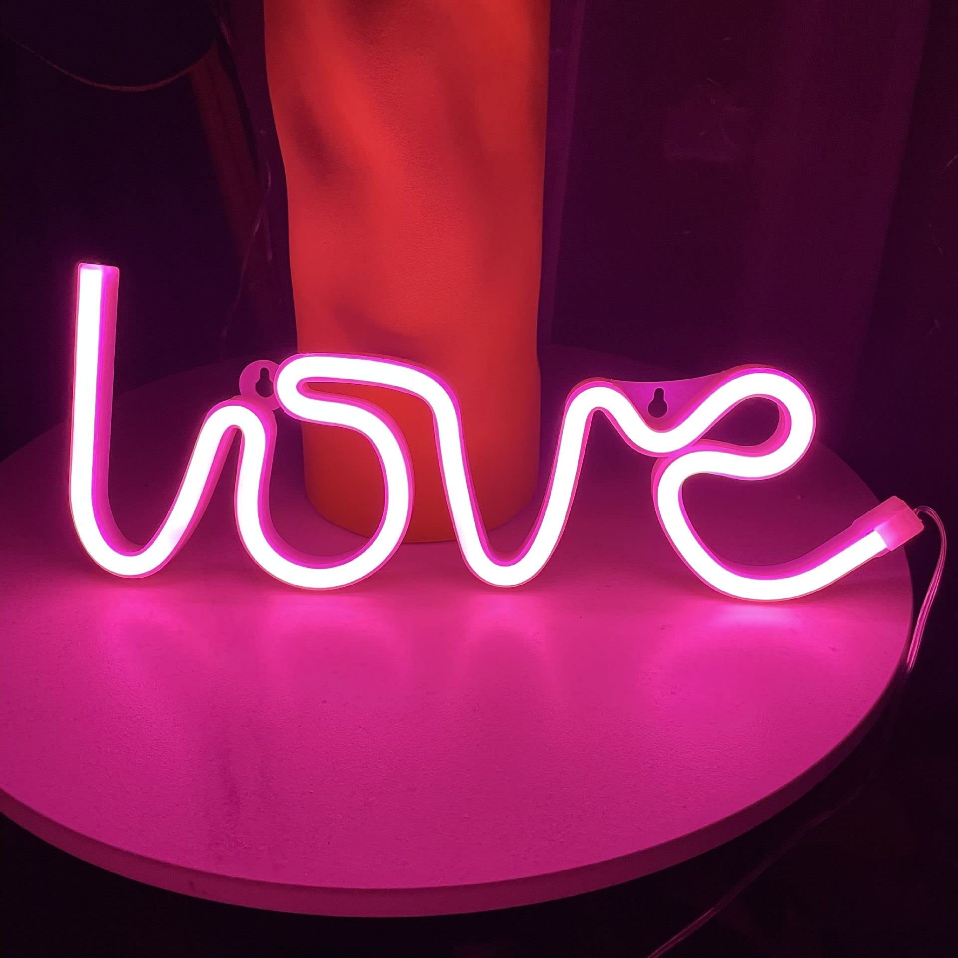 NIWWIN La letra love neón,luz de letrero de neón, luces de pared decorativas, luces de ambiente de dormitorio, decoración de guardería, decoración de Navidad, regalo de cumpleaños.3AA Batería o USB.