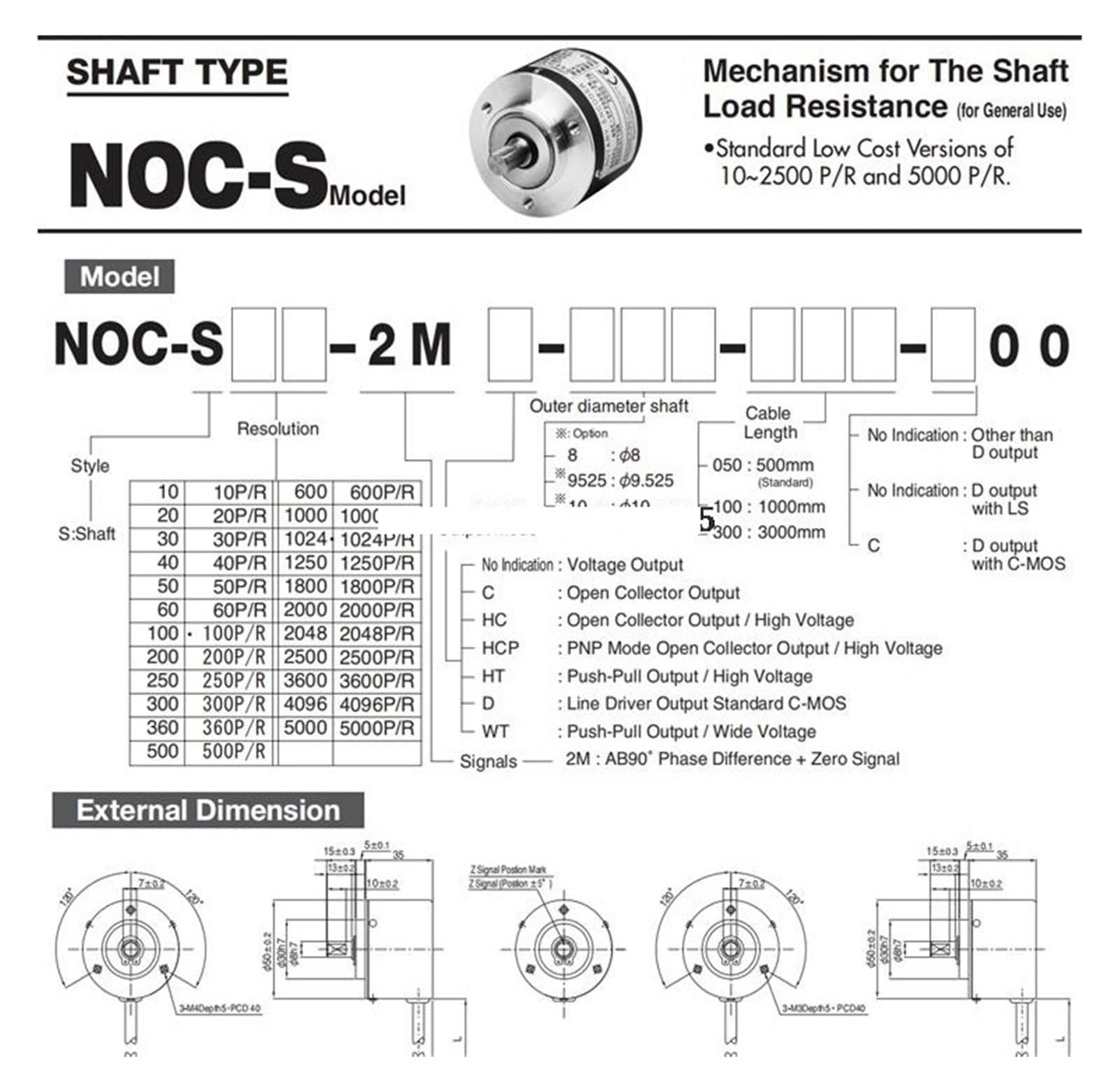 Encoder rotativo NOC-S500-2HC 2MD 2MHC 2MHT 2MWT NOC-S5000-2MD(-2MHC)