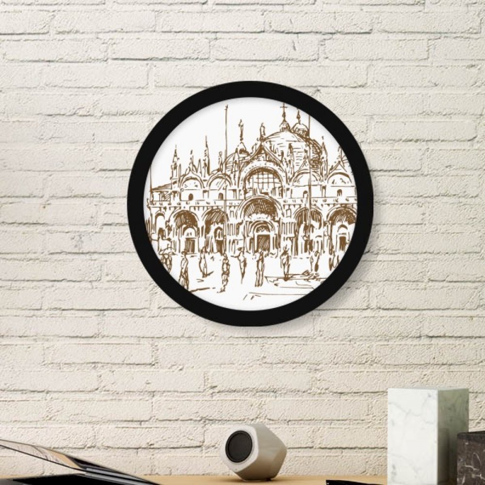 Cadre photo de Venise rond au motif simple d'église pour mur élégant