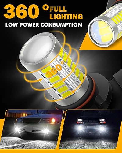 Miniatura 7 de Auxbeam 9005 9006 H10 Bombillas LED antiniebla de alta potencia 50W 3020 SMD bombilla para luz antiniebla, DRL, luces traseras - Xenón blanco 6500K