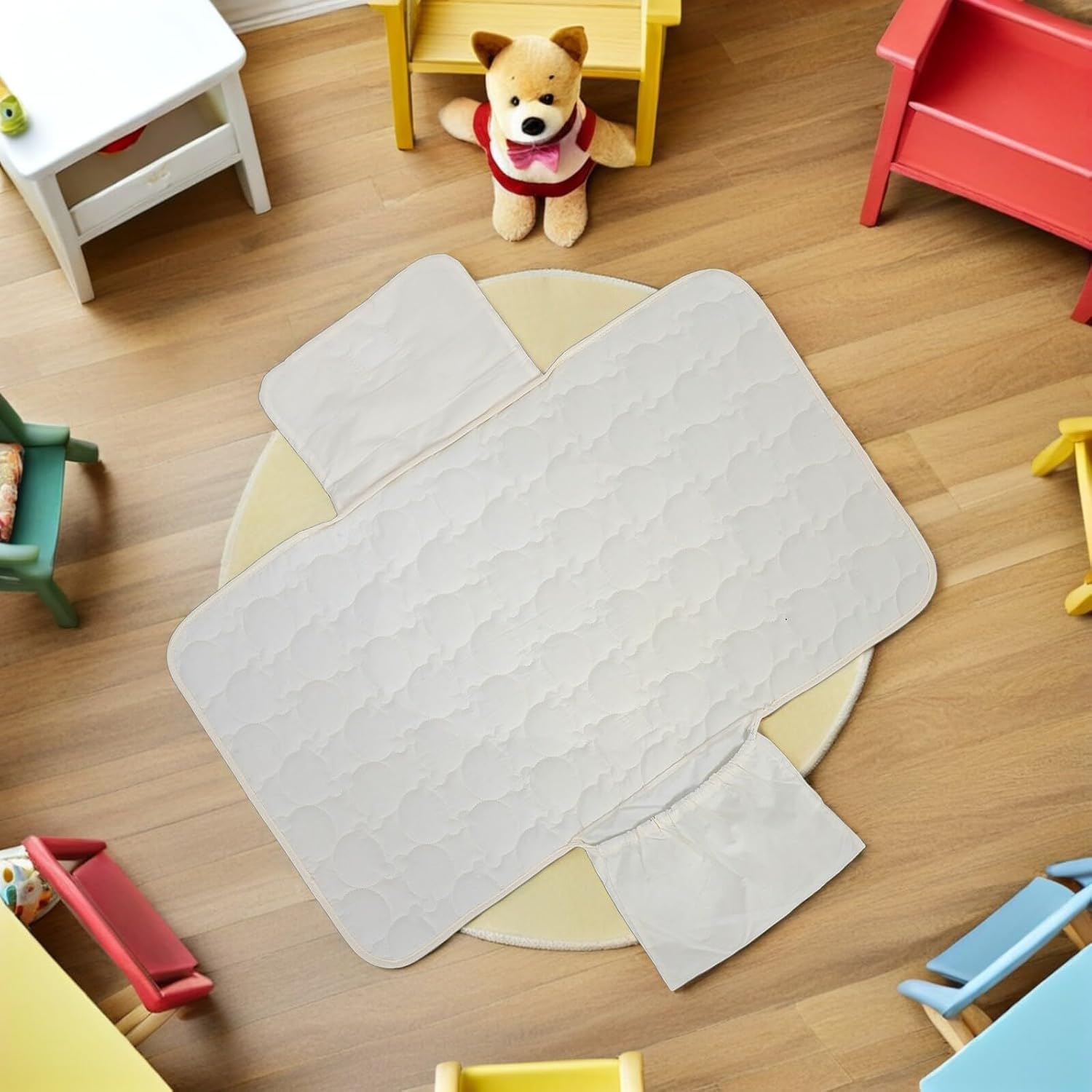 ibasenice Foldable Changing Pad and Diaper Changing Mat, Waterproof Portable Cotton Nappy Mat for Travel and Home Use, Reusable Wetting Pad for Newborns