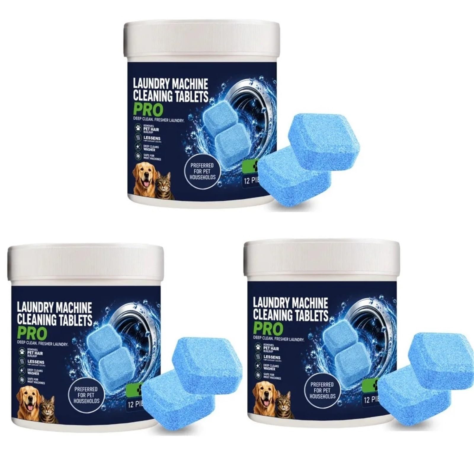 pastiglie detergenti per lavatrice Compresse for la pulizia della lavatrice da 12 pezzi/scatola(12pcs X 3)