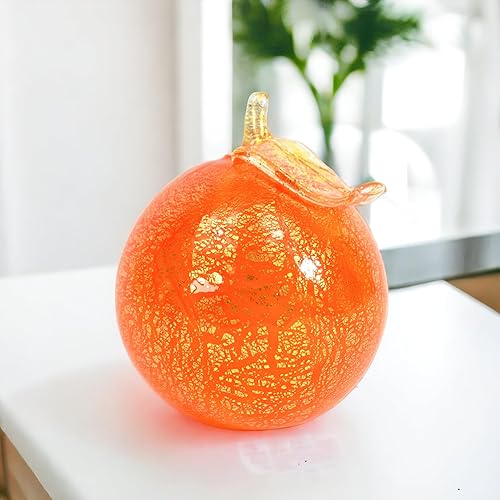 Miniatura 4 de MY ITALIAN DÉCOR Figura naranja de cristal de Murano hecha a mano, 4 pulgadas de alto, fruta de vidrio soplado, pisapapeles, decoración de vidrio,