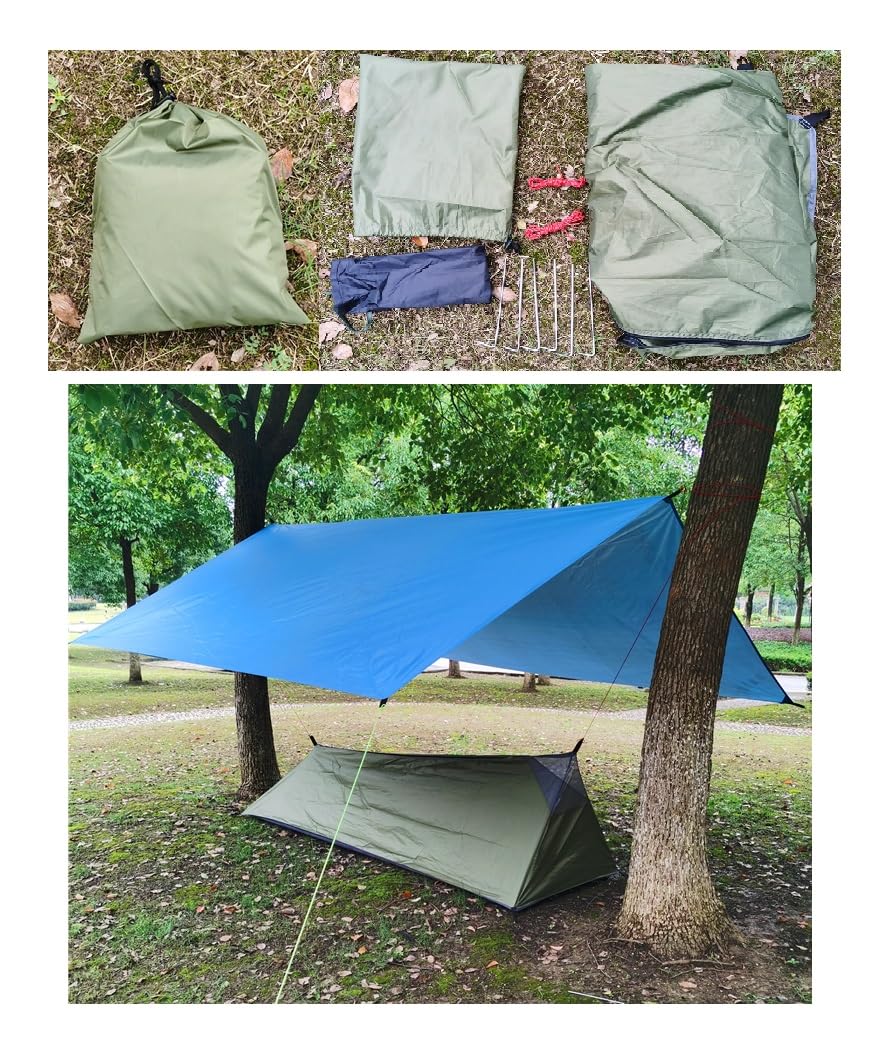 Ultralichtes 1-Personen Campingzelt – A-Frame, 220x70x60/35 Cm, 500 G, Mit Moskitonetz, Für Trekking & Backpacking