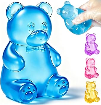 Bear Squishy Toy, Slow Rising Stress Relief Sugar Squeeze Toys for Kids & Adults, High Density Sensory Stress Balls, Stocking Stuffers, Birthday Party Favors, Anxiety Relief Toys for Boys Girls Blue