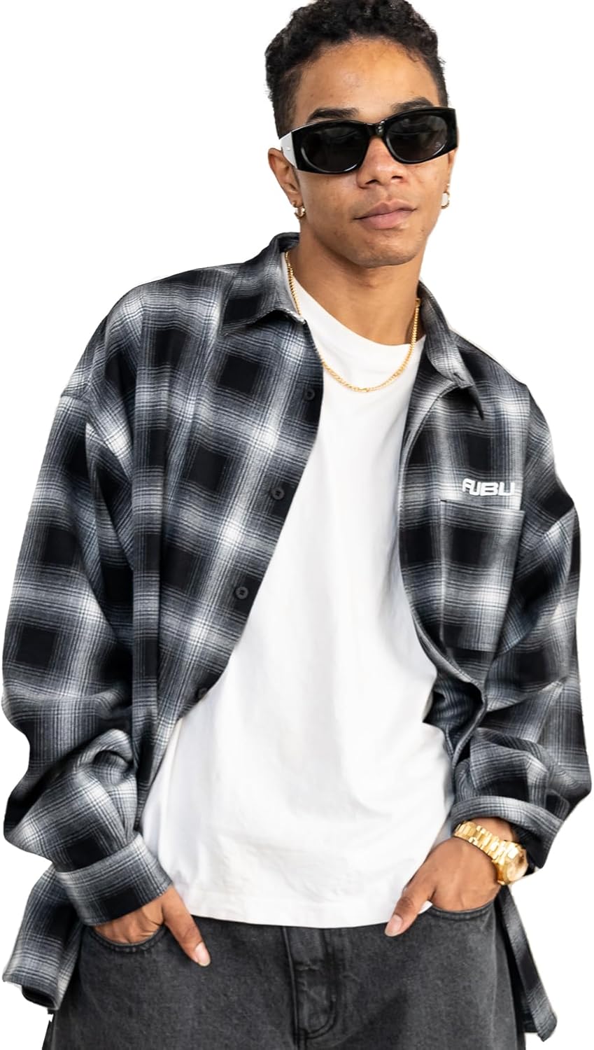 FUBU] メンズ 長袖 チェックシャツ トップス 羽織 ビッグシルエット