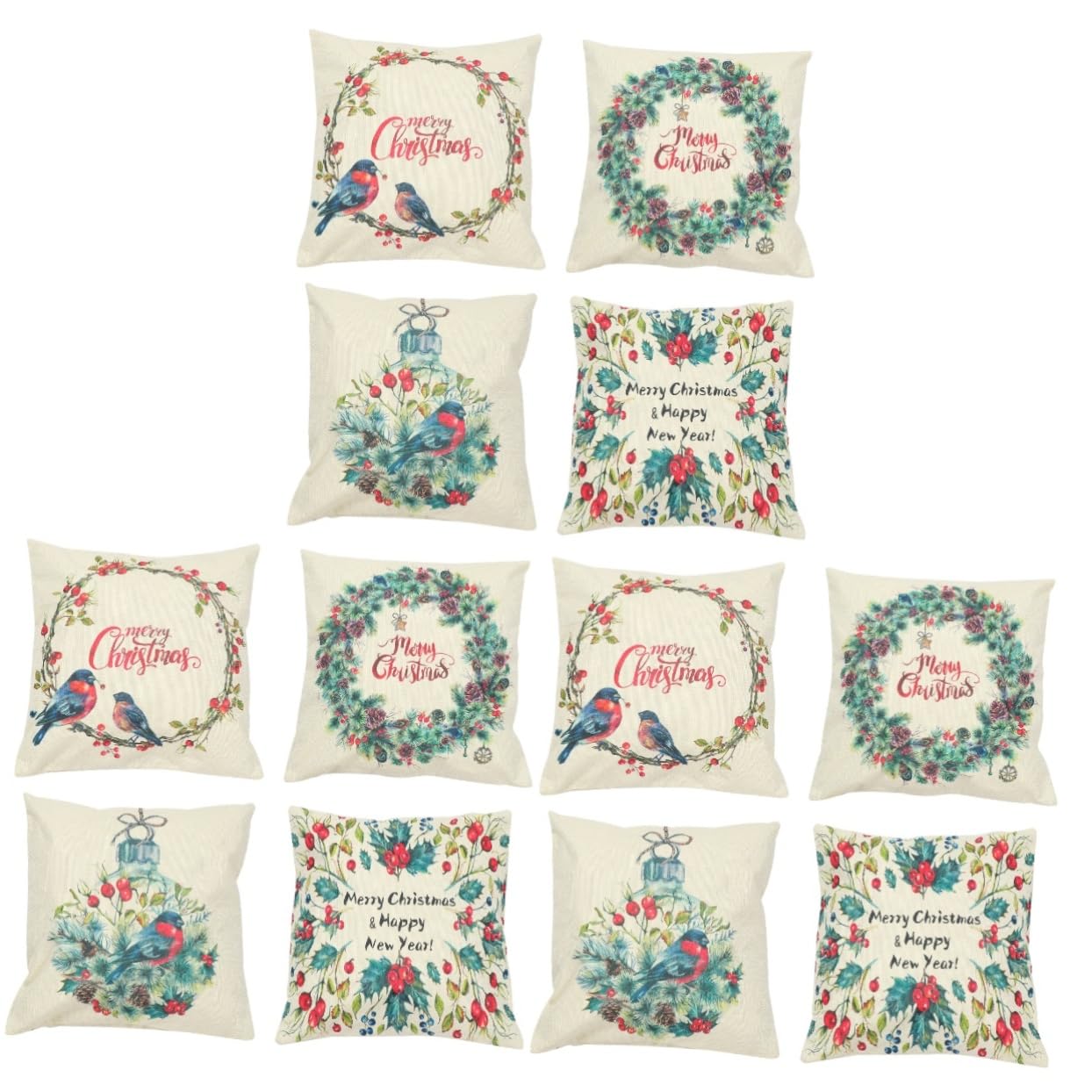 Coussin de Noël : lot de 12 housses en lin solide pour protéger et décorer vos lits