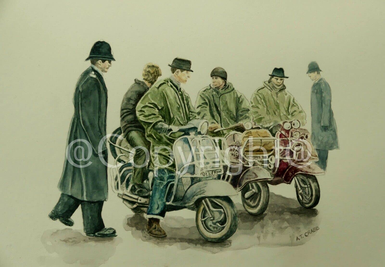 The Rusty Apples Metal Sign Co Black|Green Mods & Coppers "Whats Going On Here Lads" Nostalgic 1960'S Metal Wall Art