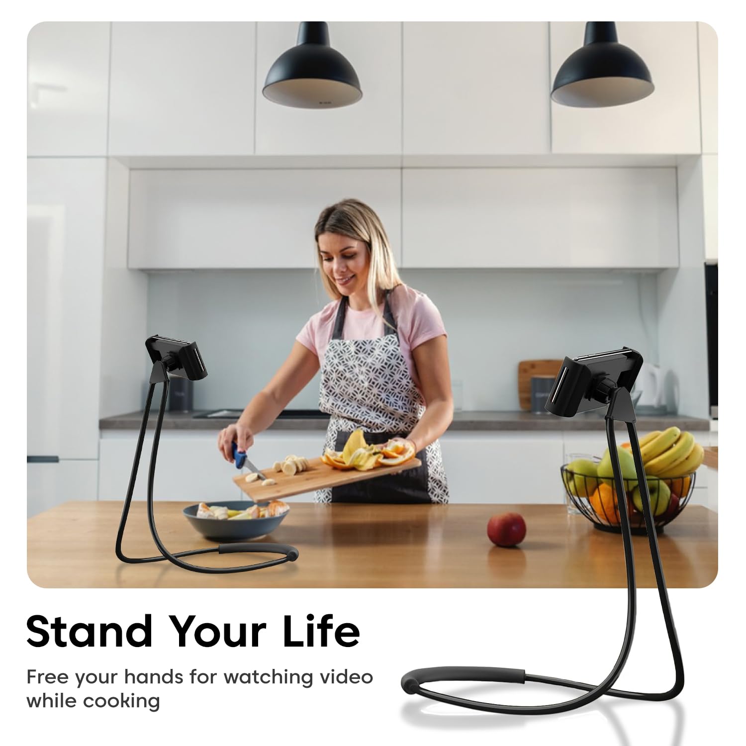 Sounce Lazy Neck Phone Holder Neck Hanging Mobile Cell Phone Stand 360 Rotating Flexible Long Arms Stand Clip Holder Compatibl with 4-7 Inches Smatphones - Black — Amazon image 7