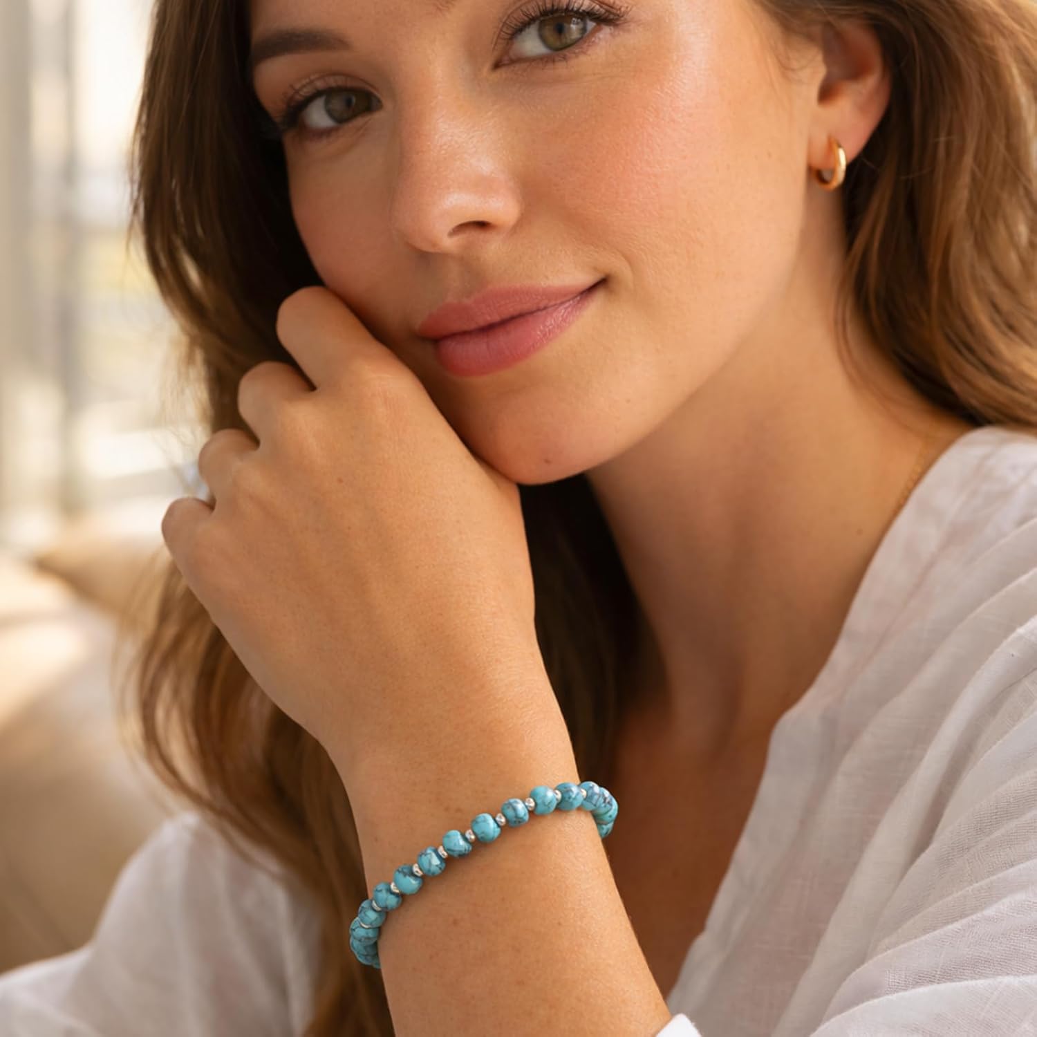 Sheplus Valentines Day Gift - 925 Sterling Silver Genuine Turquoise Bead Bracelet Charm Real Western Jewelry for Women Her - Image 6