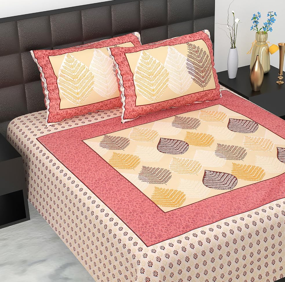 Cotton Bedspread with Decorative Pillows, Geometric Print, Red, Beige, 215 x 235 cm-image-8
