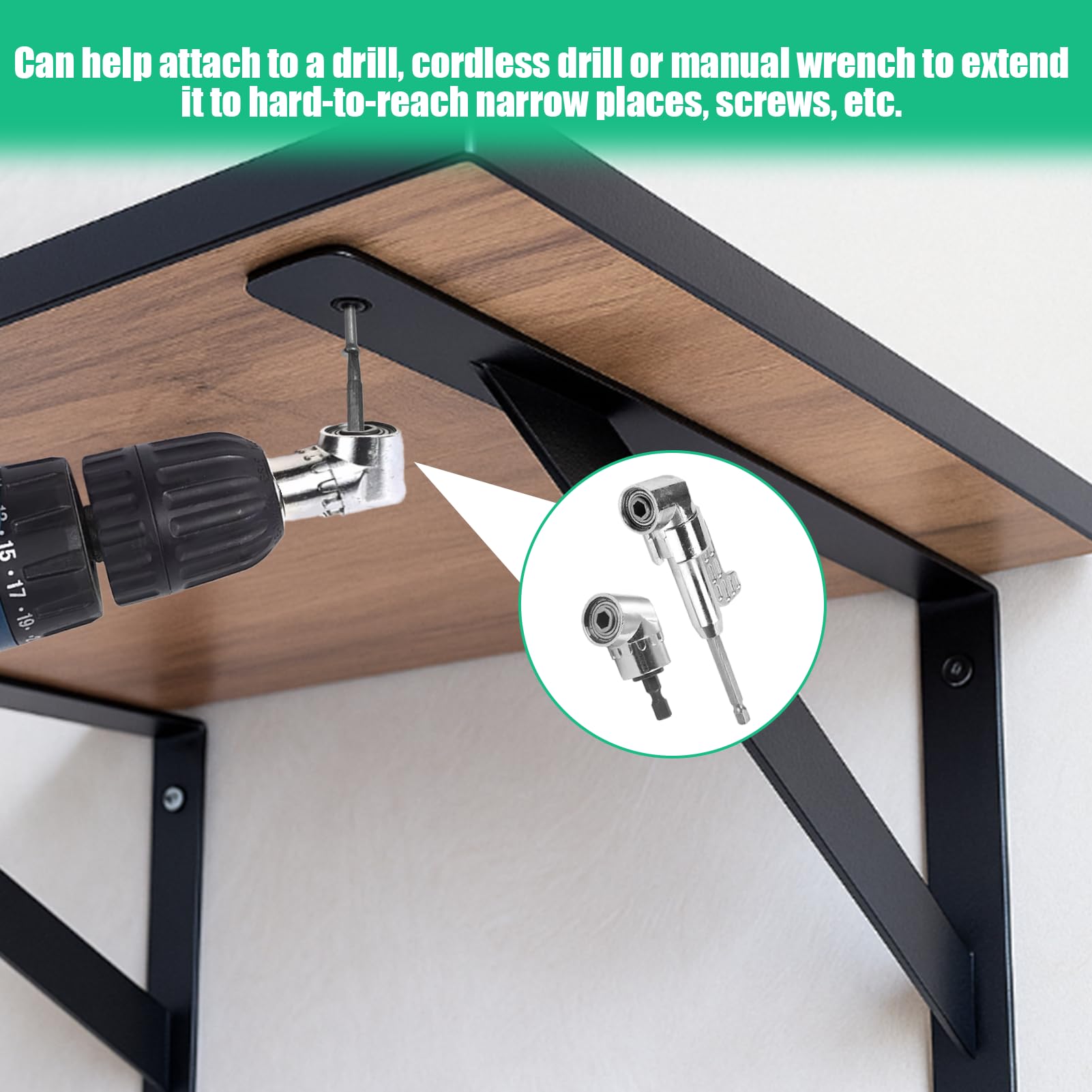 Set di 2 accessori per trapano ad angolo retto di 90 gradi, adattatore per trapano ad angolo retto da 105 gradi, compatibile con trapani e cacciaviti a batteria, ideale per fai da te o uso