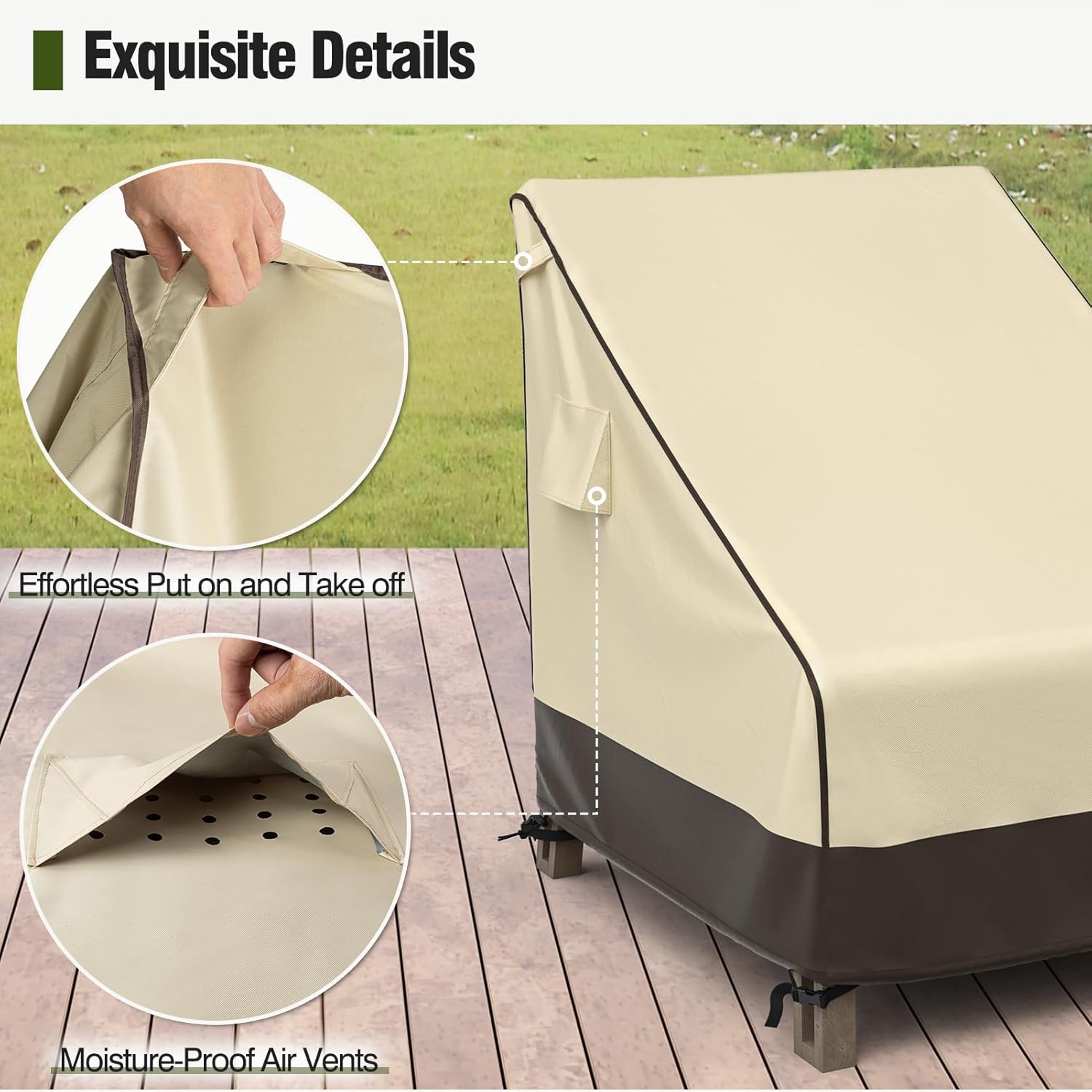 MR. COVER Patio Chair Cover Waterproof, UV Resistant Outdoor Lawn Patio Furniture Protective Cover, Heavy Duty Oxford Cloth Windproof Garden Lounge Deep Seat Cover Fits up to 33"W x 40"D x 35"H