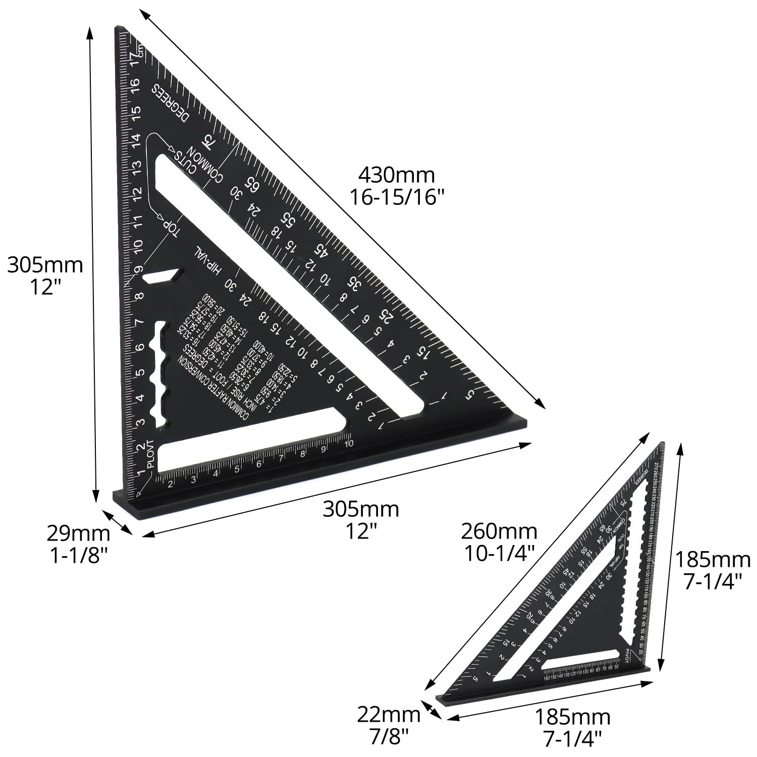MAKTSAM Lot De 2 équerres Métriques De 30,5 Cm Et 17,8 Cm En Alliage D
