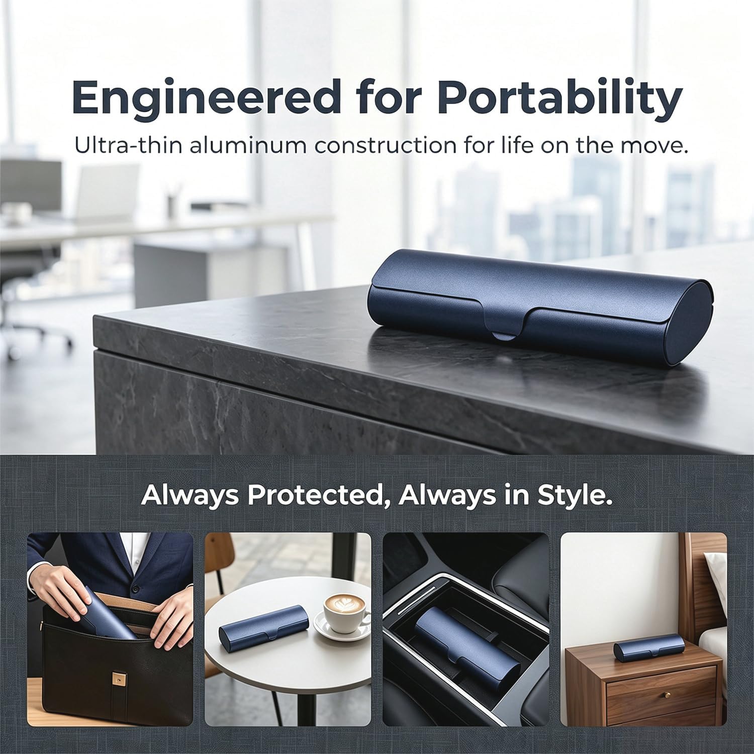 Philley Eyeglasses Case Aluminum Ultra-Light Hard Myopia Glasses Case