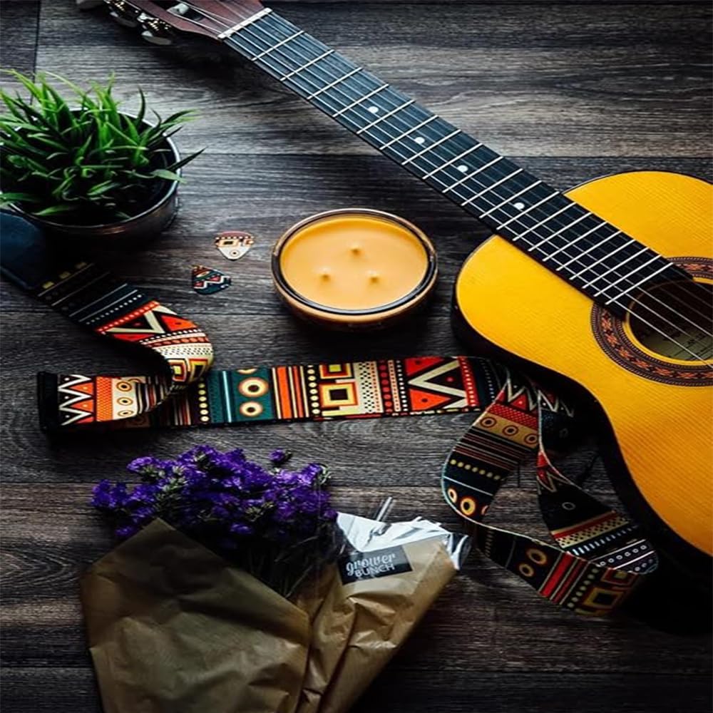 MOCKING BIRD Guitar Strap for Acoustic Adjustable Buckle Electric Guitar Strap Polyester Guitar Belt For Acoustic/Bass/Electric Guitar (Bohemian) - Image 2 thumbnail