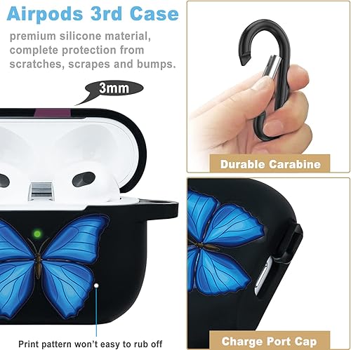 Miniatura 4 de Funda de silicona para Airpods de 3 generación 2021, funda flexible y suave floral para Air Pod 3 mujeres y niñas, piel para Apple AirPods 3 con